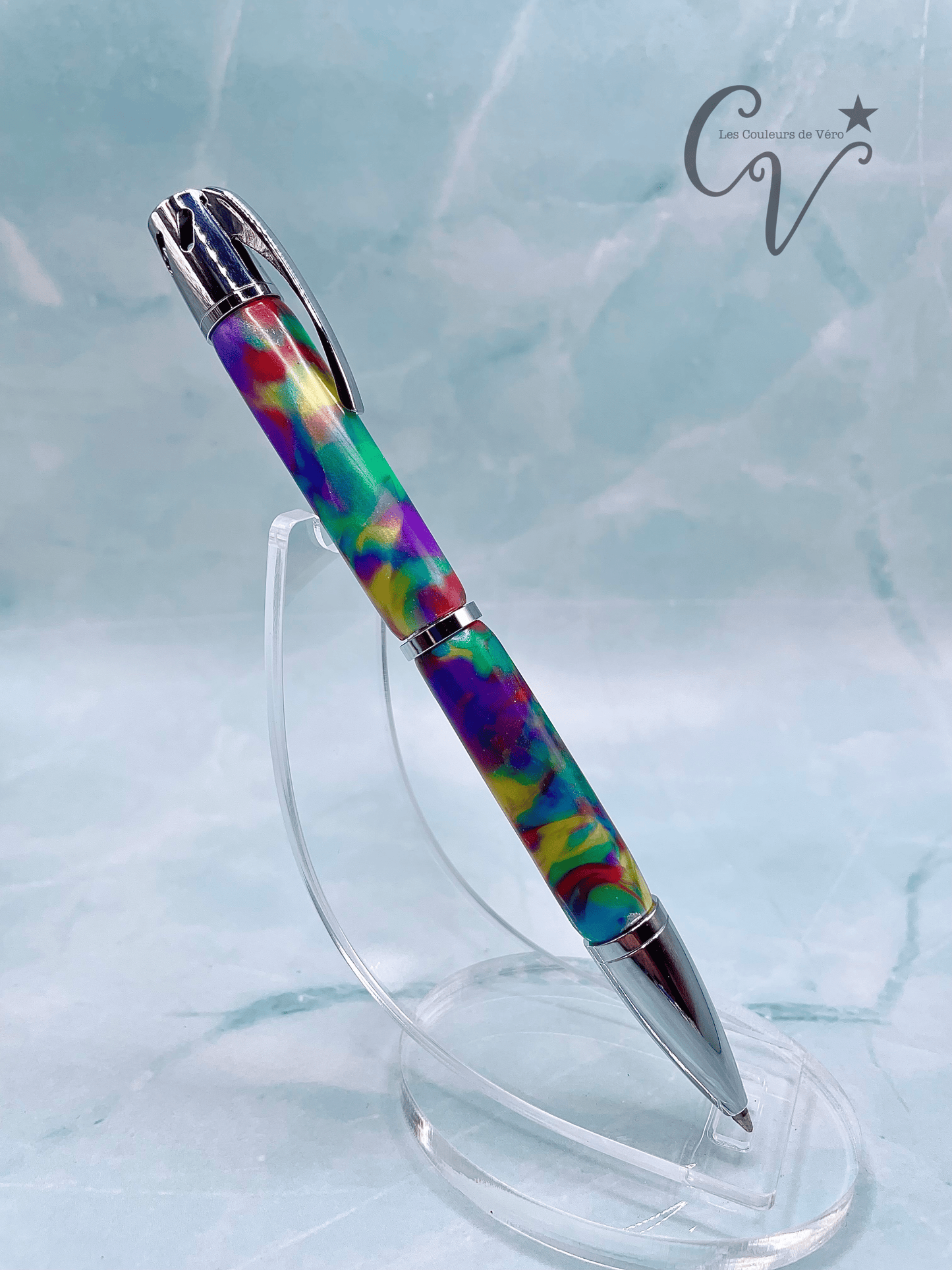 Stylo bille à torsion aromathérapie; Pierres multicolores!