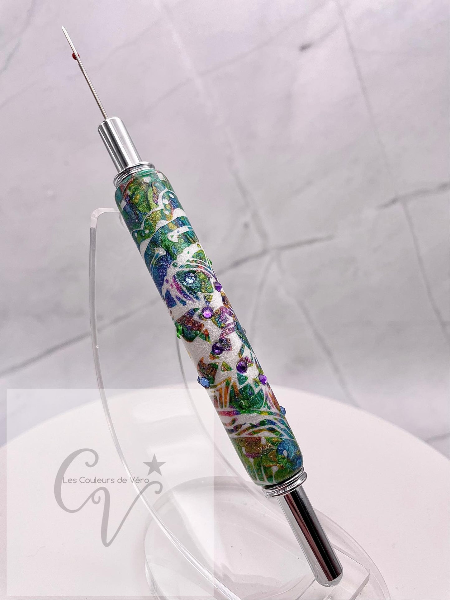 Découd-vite / Découseurs, découvit; Séparateur de couture Seam Ripper and Stiletto in Chrome handmade polymer clay