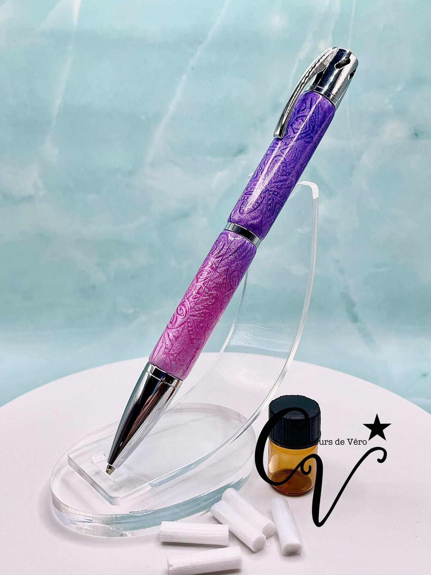 Stylo bille à torsion aromathérapie; anti-stress, huiles essentielles, fait main!