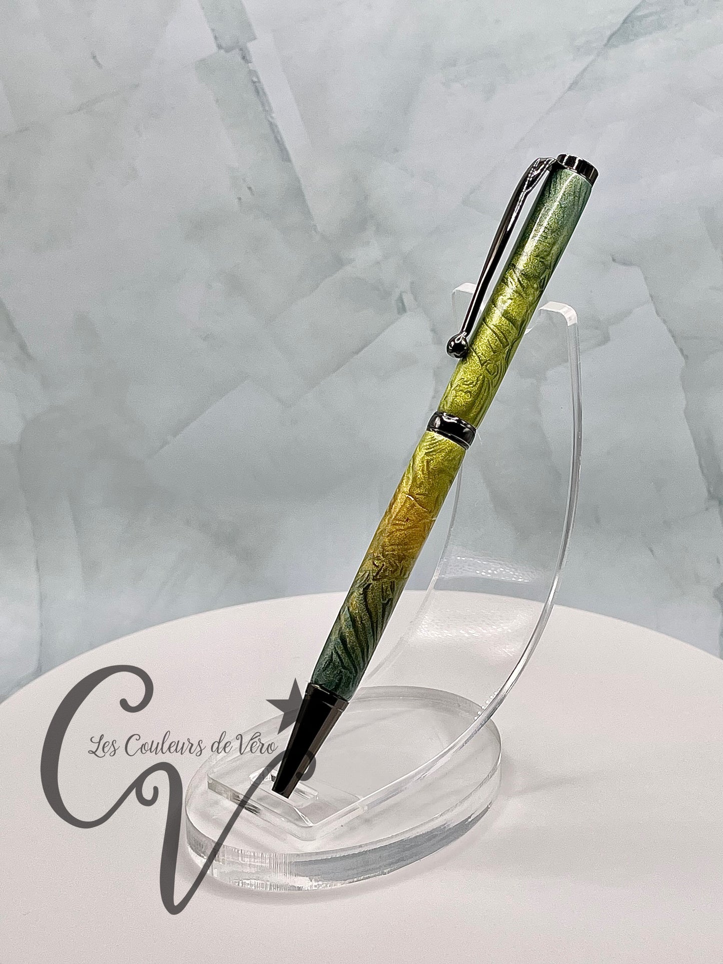 Stylo bille de collection à torsion mince Slimline, plaquage noir; Coquillages de nature!
