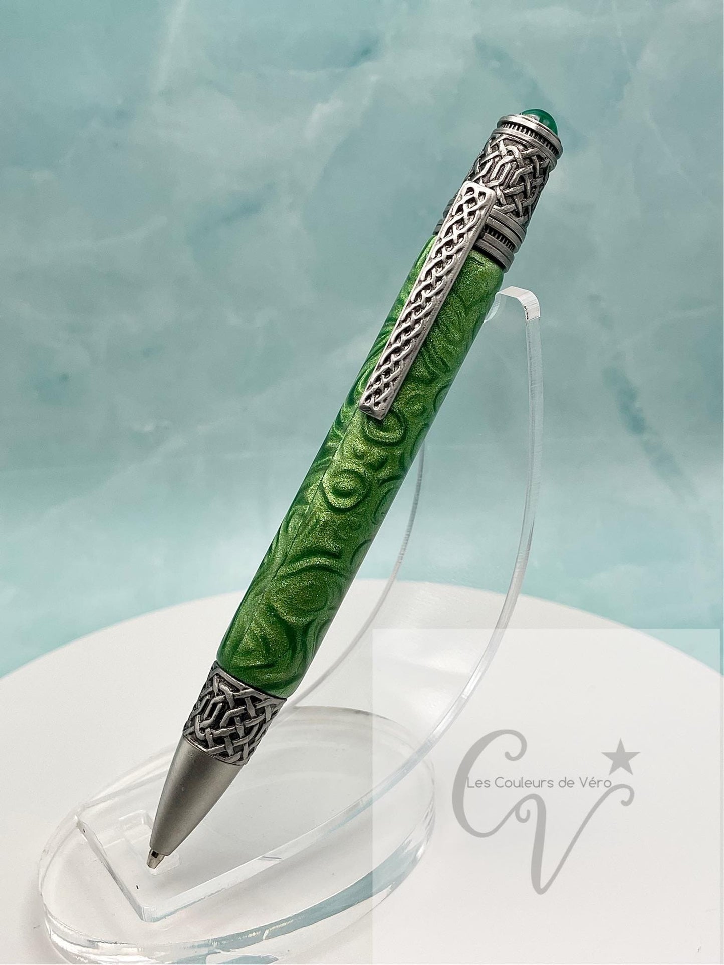 Celtic twist collectible ballpoint pen; unique in polymer clay!