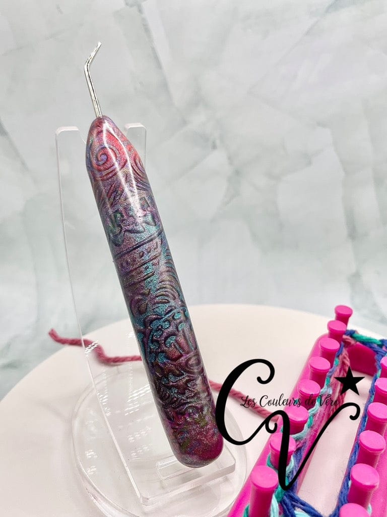 Outil tricotin ergonomique; Scintillant multi-colores!