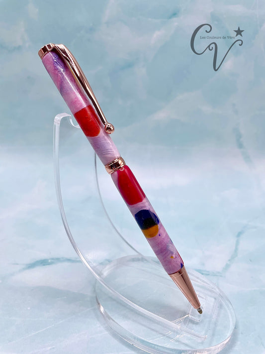 Slimline Slim Twist Collectible Ballpoint Pen; golden hearts