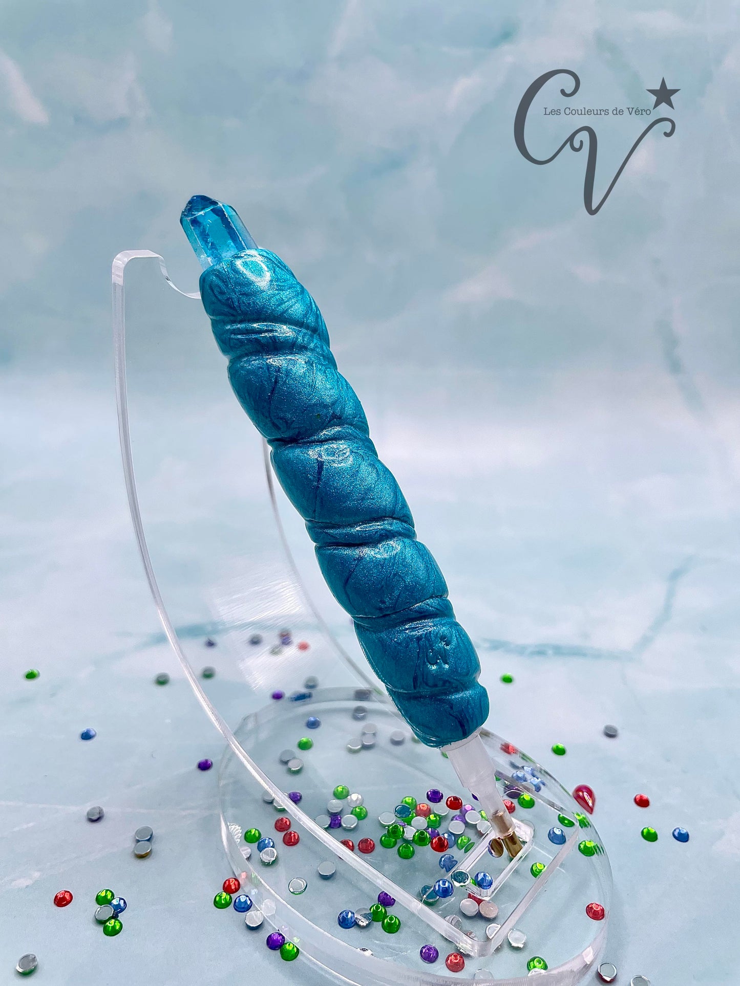 Stylet / crayon diamond painting ergonomique avec cristal; Océan de crystal! Très léger, incassable, confortable, unique (non-reproduisable) Fait main!