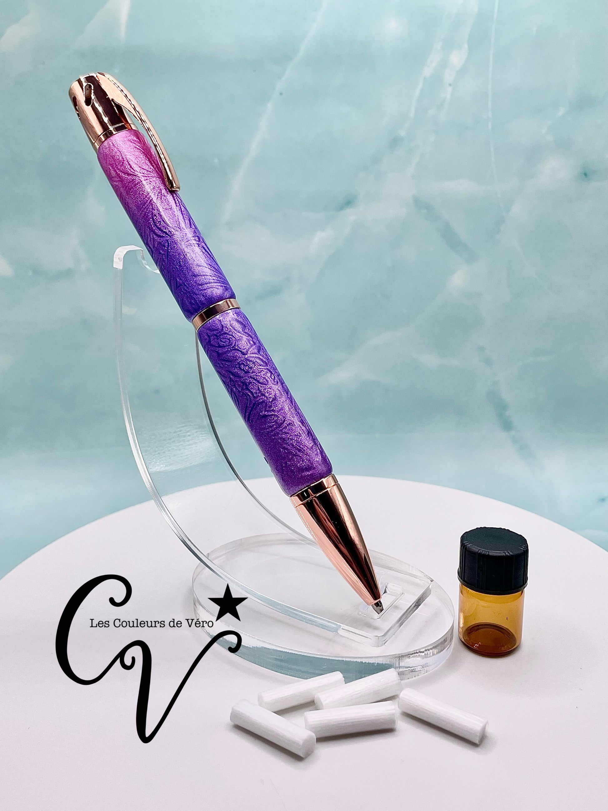 Stylo bille à torsion aromathérapie; anti-stress, huiles essentielles, fait main!