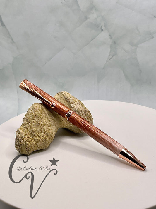 Slimline Slim Twist Collectible Ballpoint Pen; golden hearts