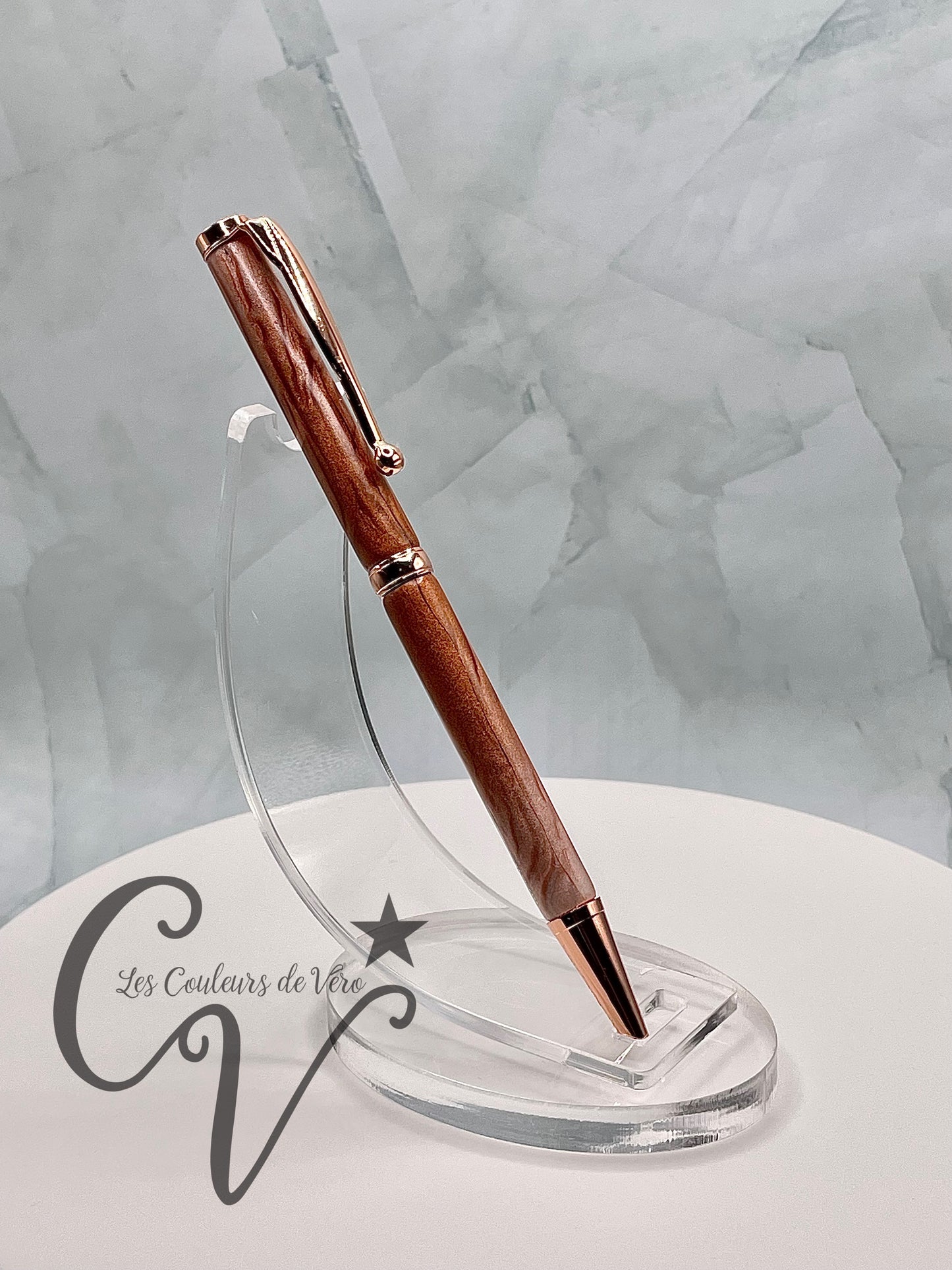 Slimline Slim Twist Collectible Ballpoint Pen; golden hearts