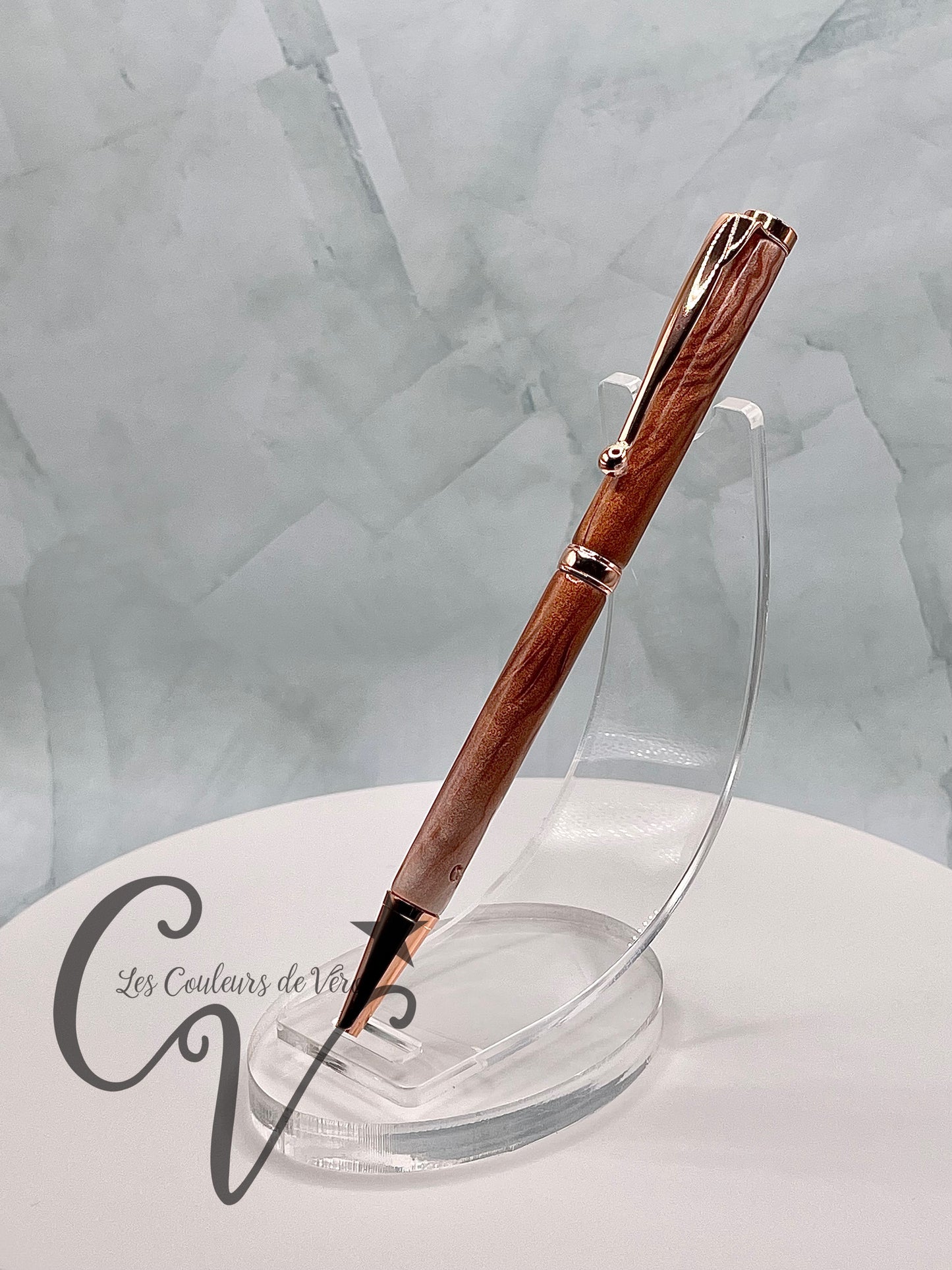 Slimline Slim Twist Collectible Ballpoint Pen; golden hearts