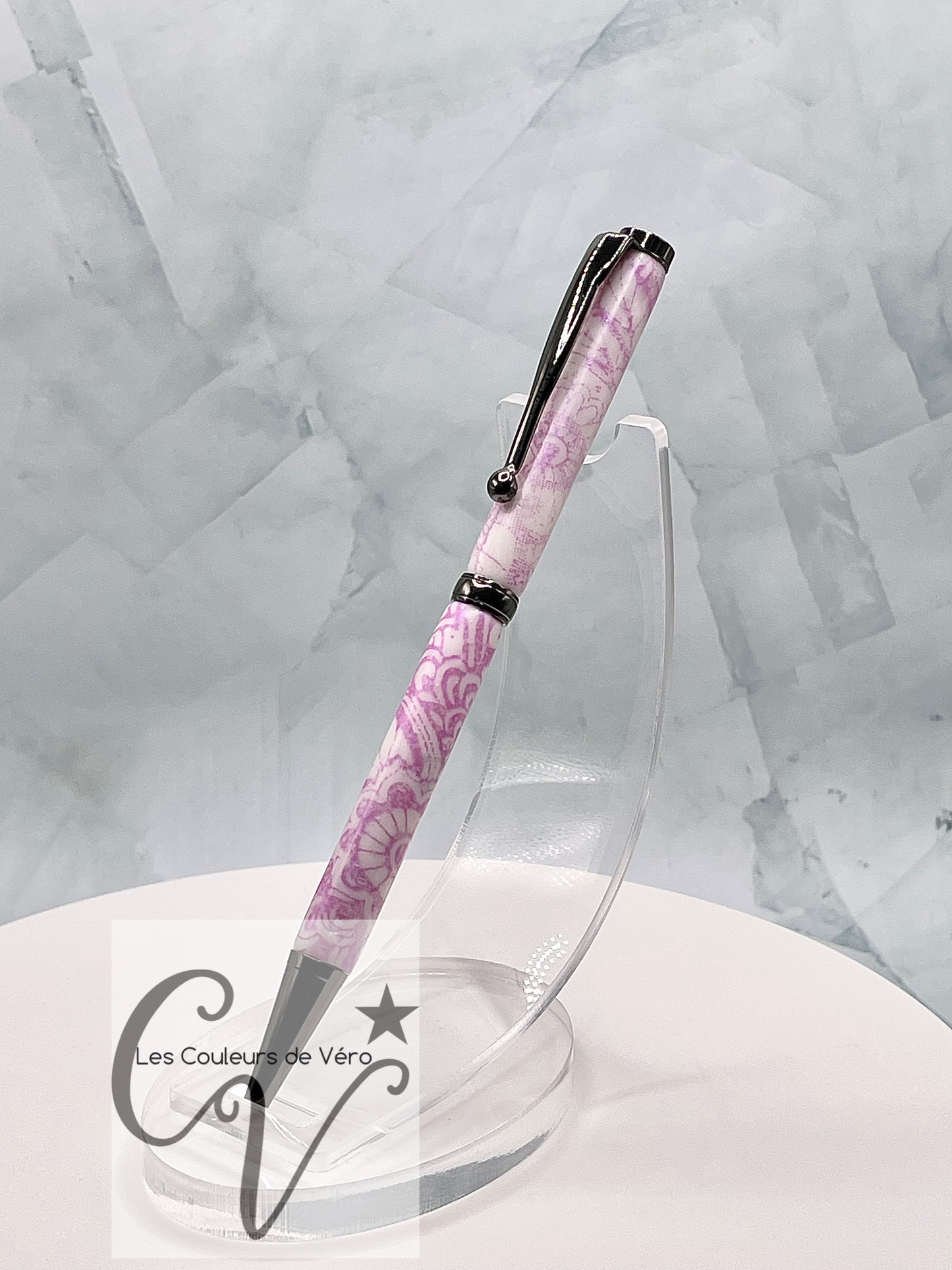 Slimline Thin Line Twist Collectible Ballpoint Pen; Discreet flowers!