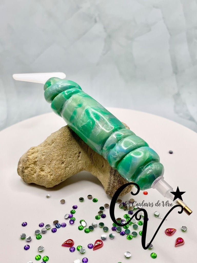 Ergonomic diamond painting stylus/pencil; Emerald Stone Pattern! Very light, unbreakable, comfortable, unique (non-reproducible) Handmade!