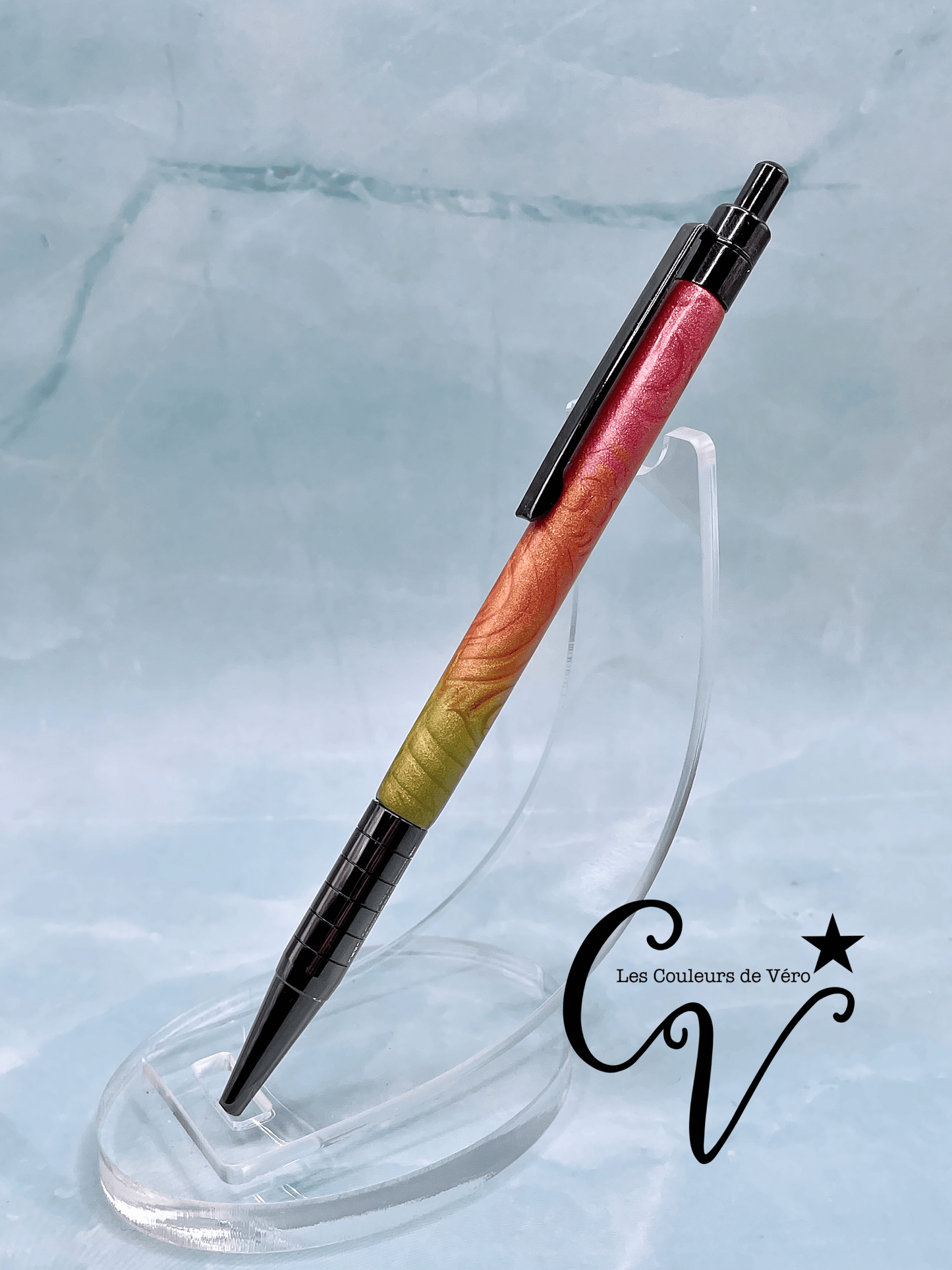 Saxa click retractable ballpoint pen; Citrus colors!
