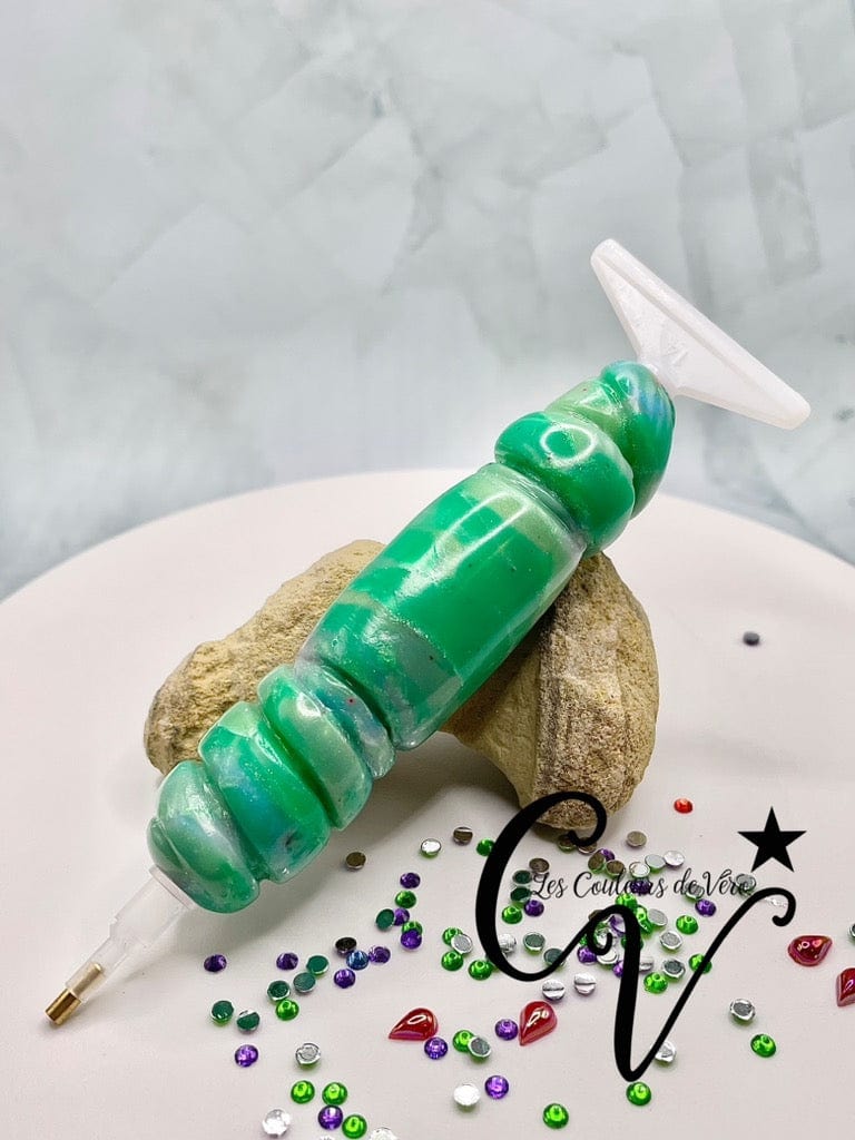 Ergonomic diamond painting stylus/pencil; Emerald Stone Pattern! Very light, unbreakable, comfortable, unique (non-reproducible) Handmade!