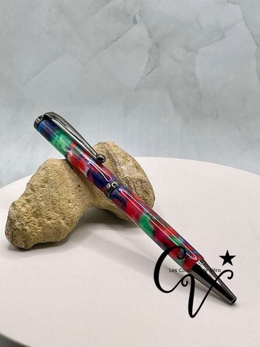 Slimline Thin Line Twist Collectible Ballpoint Pen; Gemstones of shine!