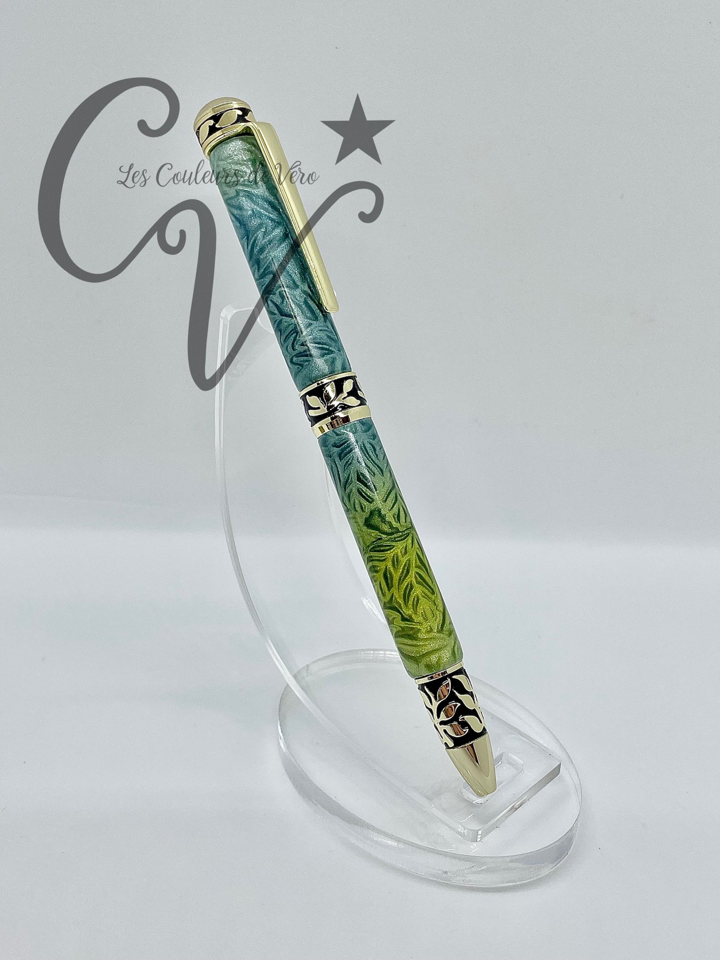Stylo bille de collection à torsion Or 24K; Feuillage enchanté!