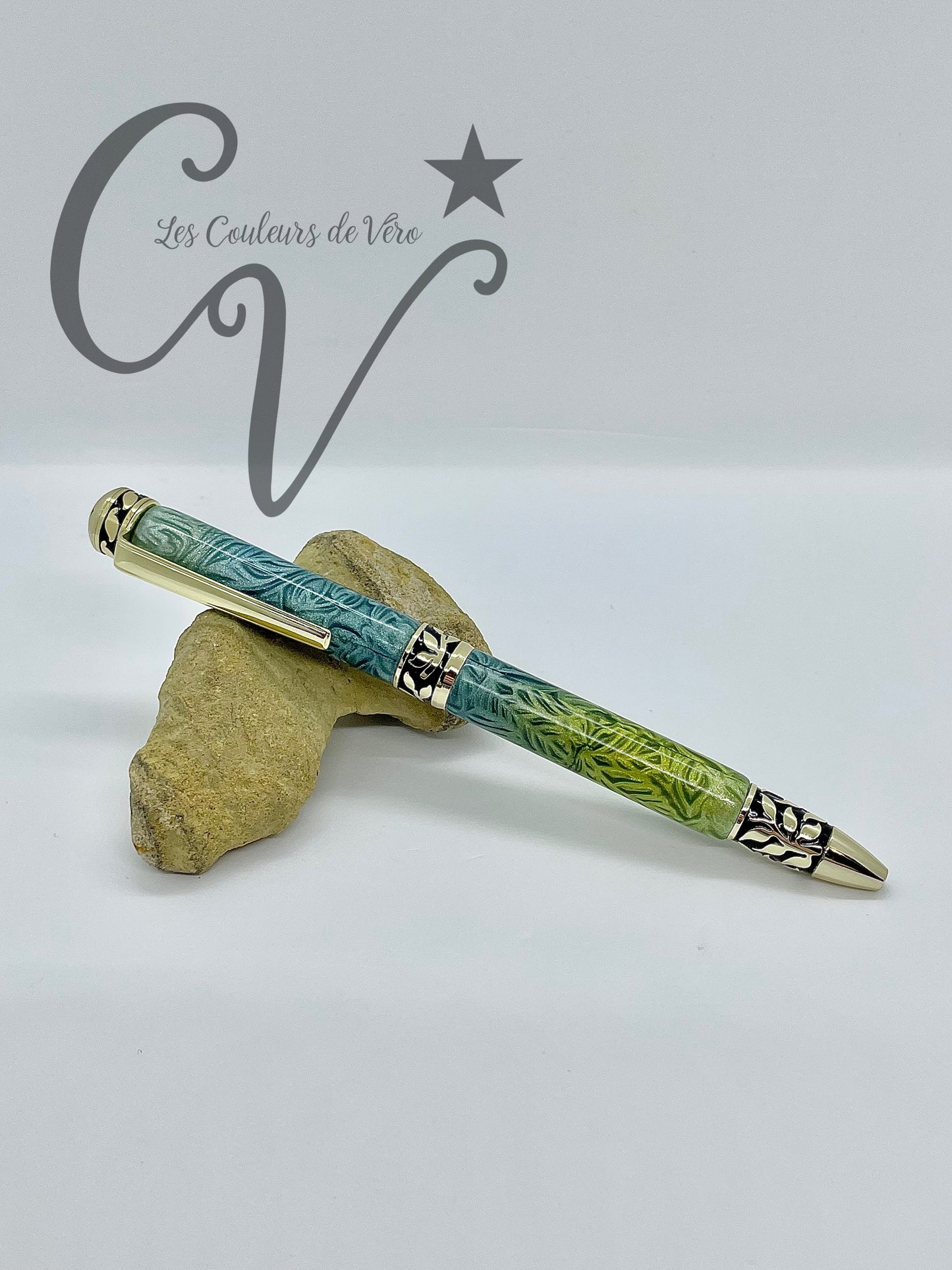 Stylo bille de collection à torsion Or 24K; Feuillage enchanté!