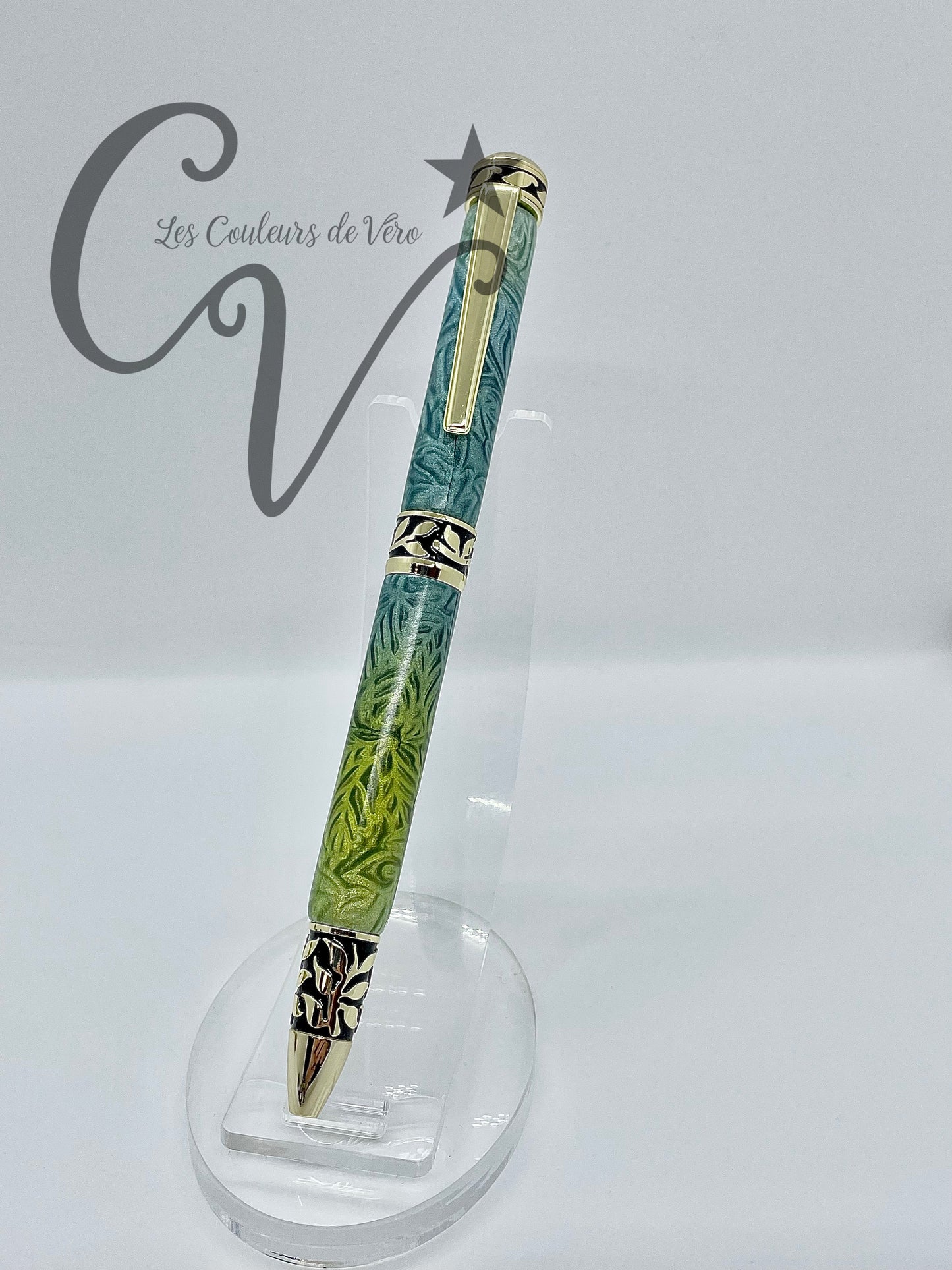Stylo bille de collection à torsion Or 24K; Feuillage enchanté!