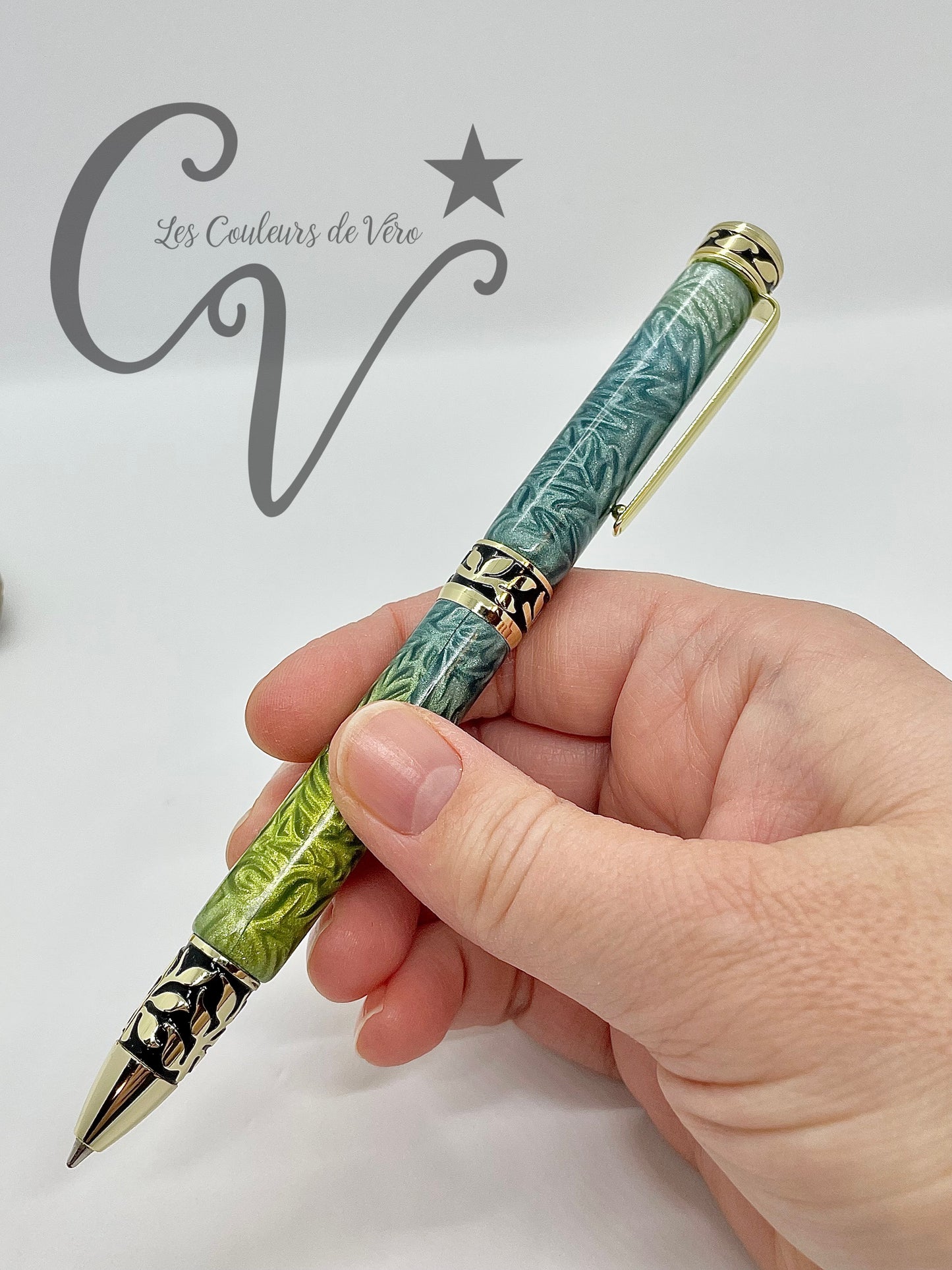 Stylo bille de collection à torsion Or 24K; Feuillage enchanté!