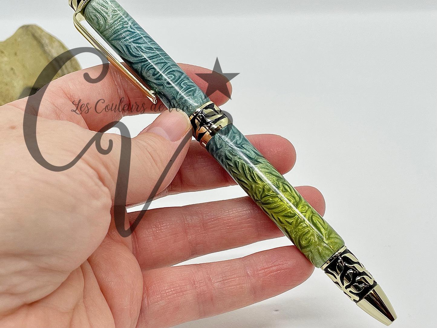 Stylo bille de collection à torsion Or 24K; Feuillage enchanté!