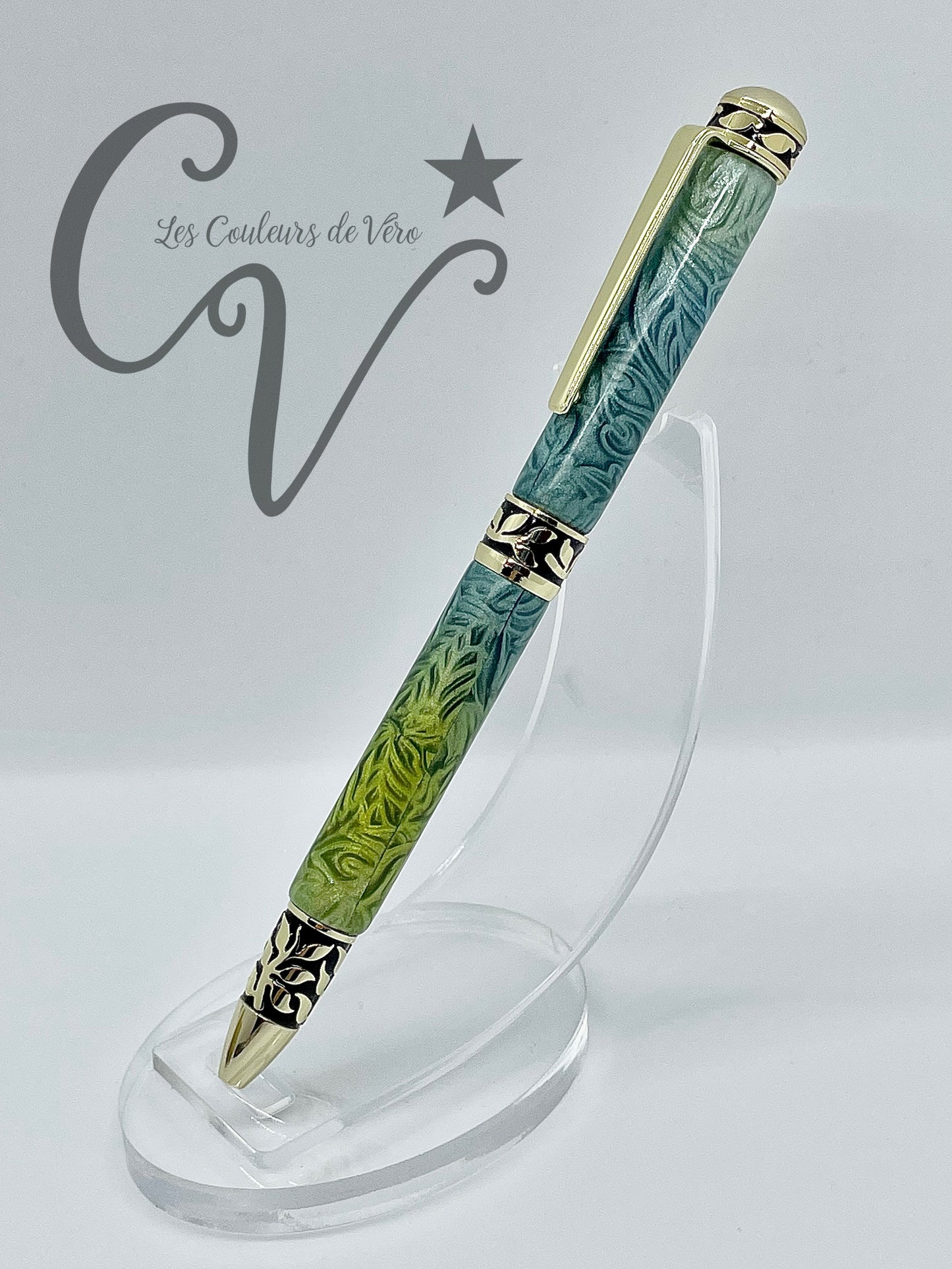 Stylo bille de collection à torsion Or 24K; Feuillage enchanté!