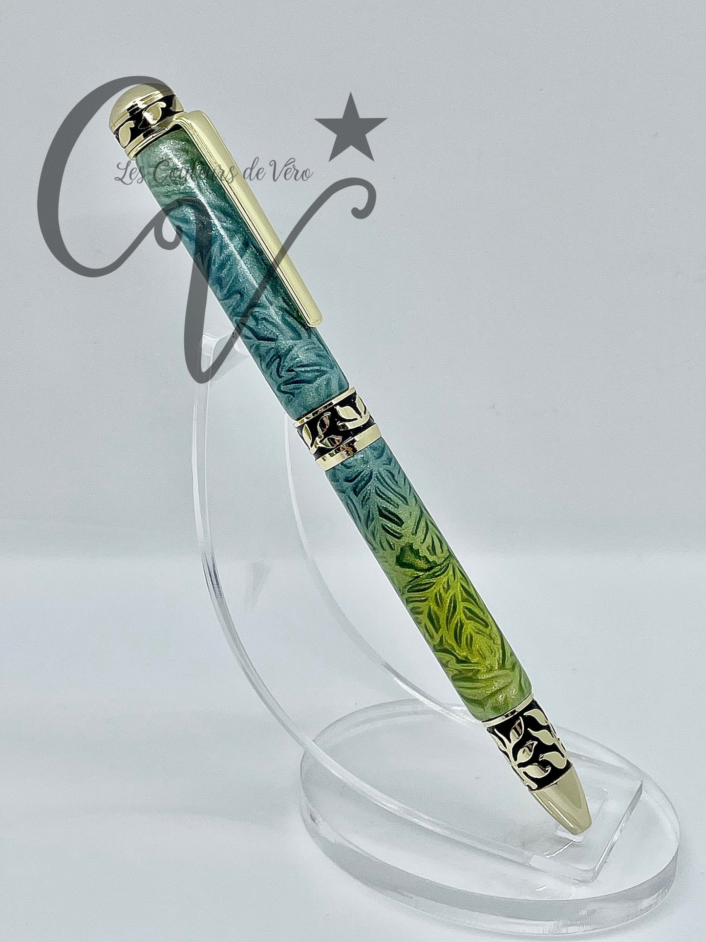 Stylo bille de collection à torsion Or 24K; Feuillage enchanté!