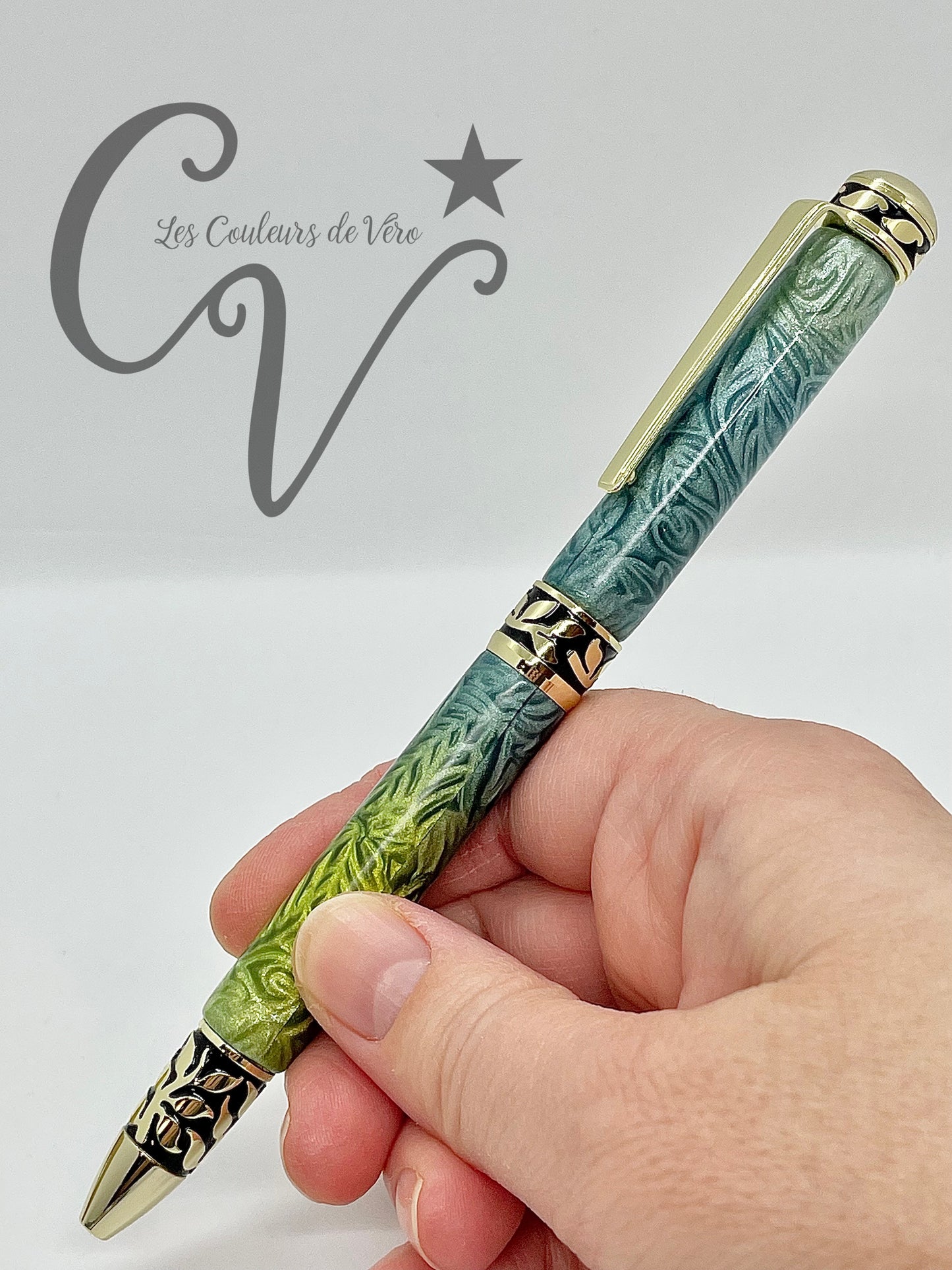 Stylo bille de collection à torsion Or 24K; Feuillage enchanté!