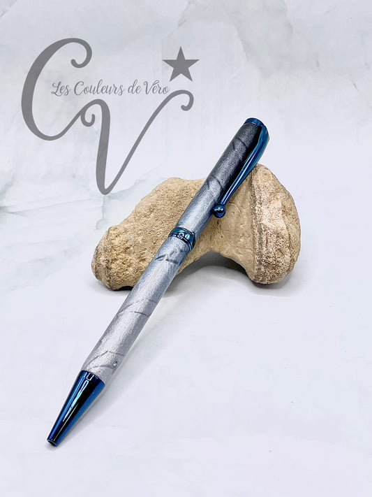 Stylo bille de collection à torsion mince Slimline, placage bleu; Tôle de métal bleuté!