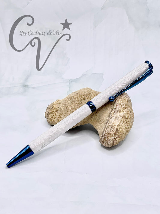 Stylo bille de collection à torsion mince Slimline, plaquage bleu; Fleurs rayonnantes dans le ciel!