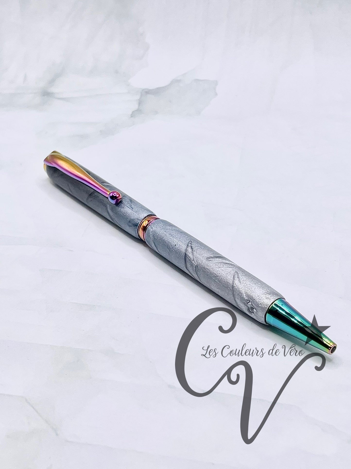 Slimline Slim Twist Collectible Ballpoint Pen; Sheet metal and rainbow