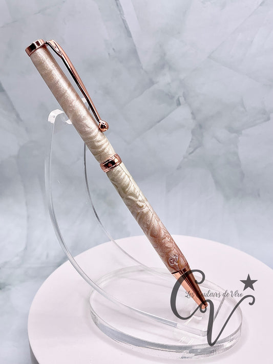 Slimline Slim Twist Collectible Ballpoint Pen; golden hearts