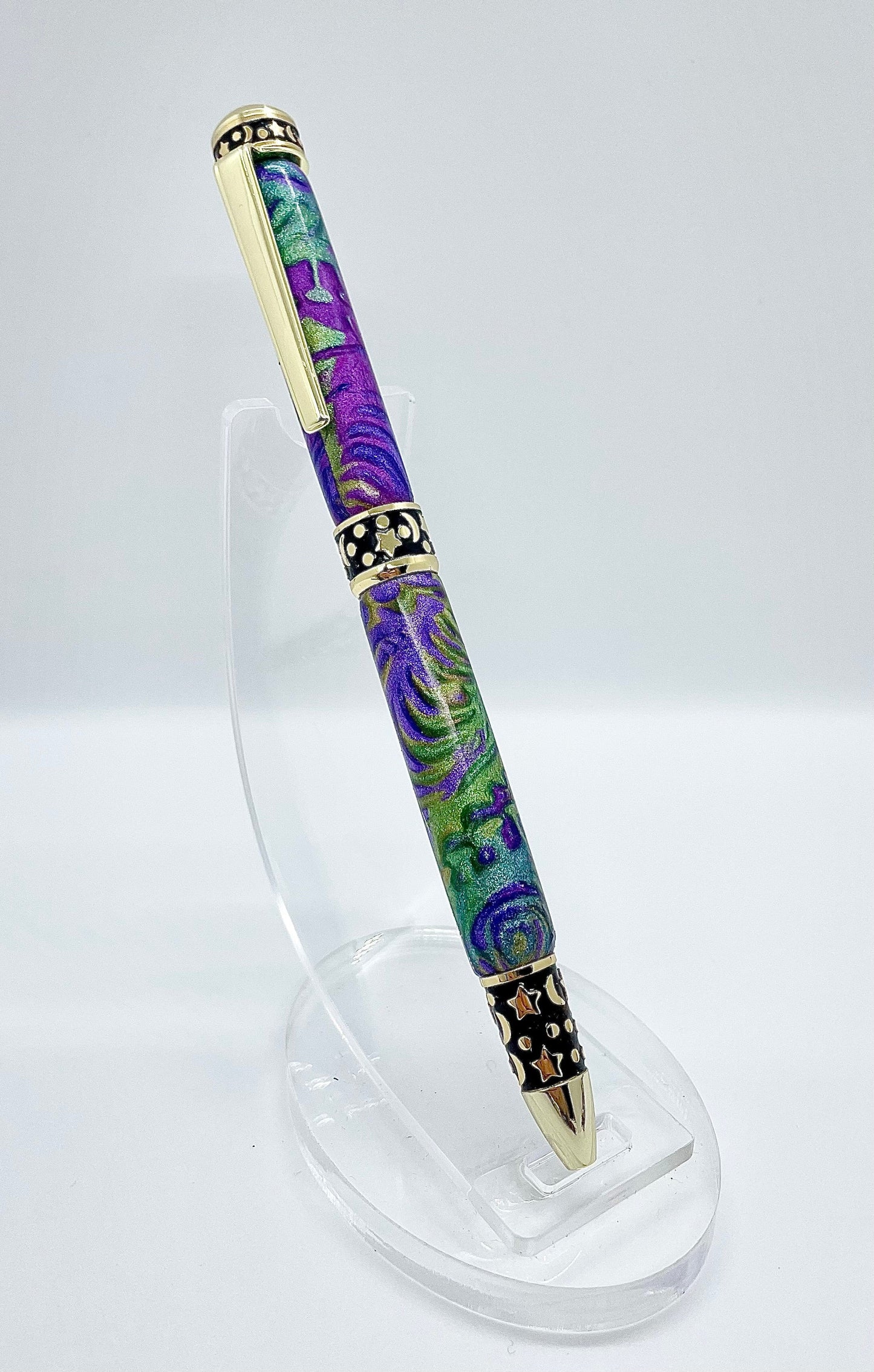 Stylo bille Or 24 k de collection à torsion; Lune étoilé de minuit