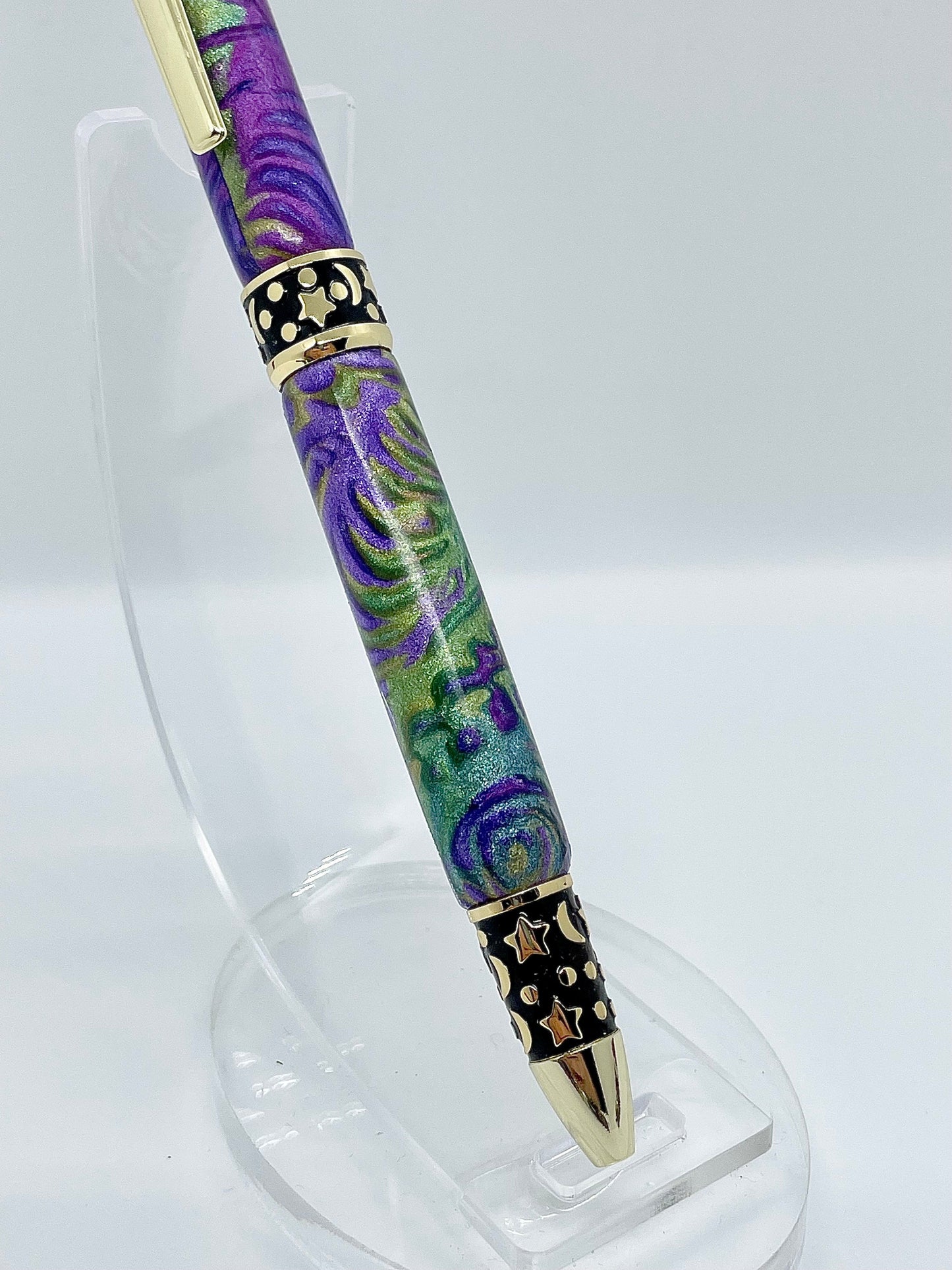 Stylo bille Or 24 k de collection à torsion; Lune étoilé de minuit