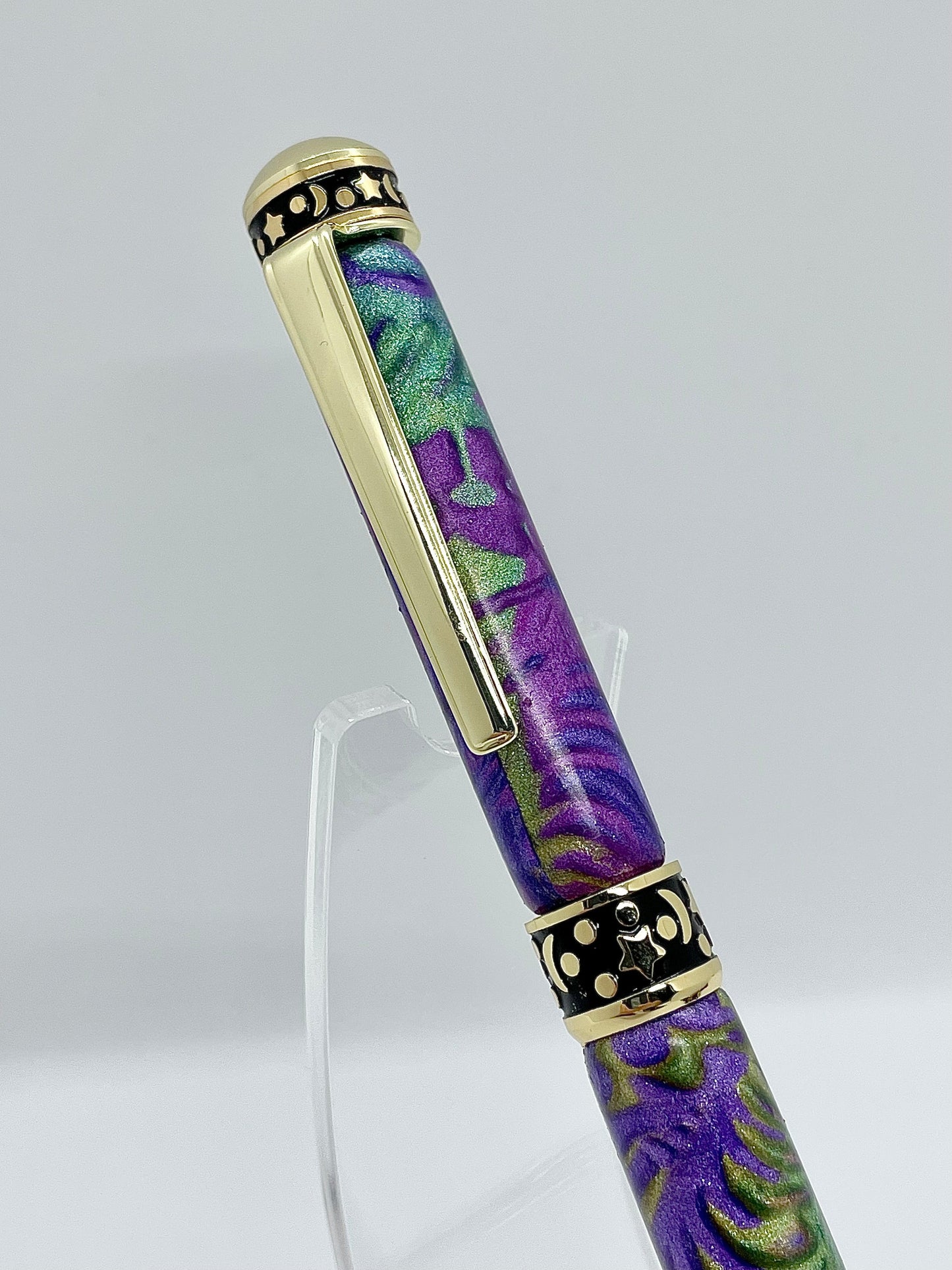 Stylo bille Or 24 k de collection à torsion; Lune étoilé de minuit