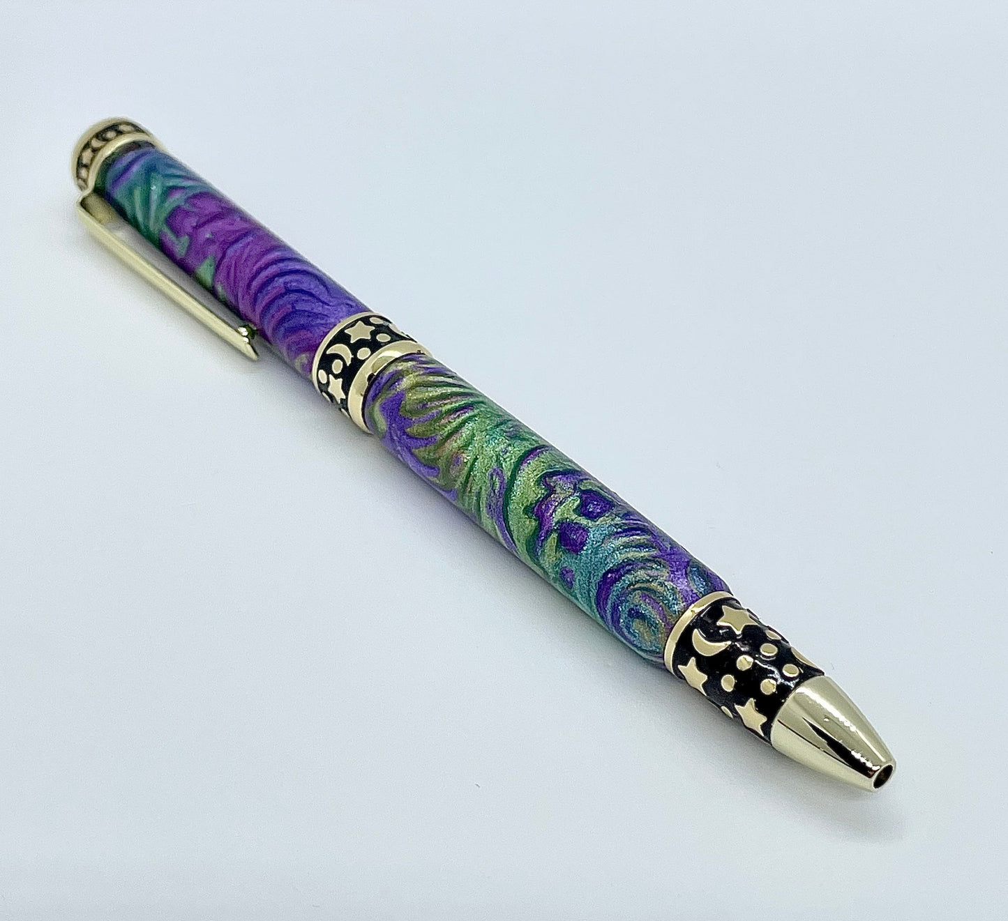 Stylo bille Or 24 k de collection à torsion; Lune étoilé de minuit